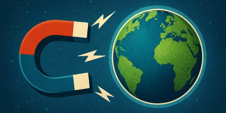 Onde está localizado o campo magnético mais forte da Terra?