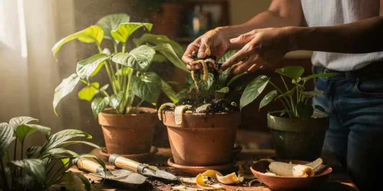 O uso mais inteligente da casca de banana nas plantas para fortalecê-las